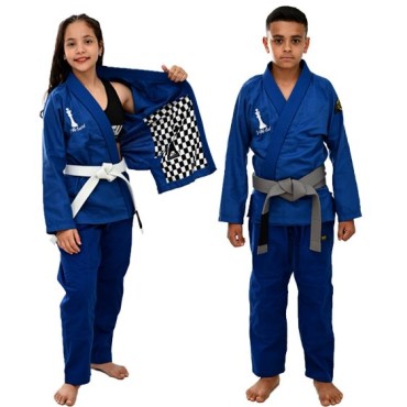 Kimono  Infantil Jiu Jitsu -  Xadrez Azul