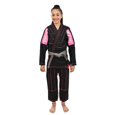 Kimono Jiu Jitsu Infantil, Pink feminino - Preto