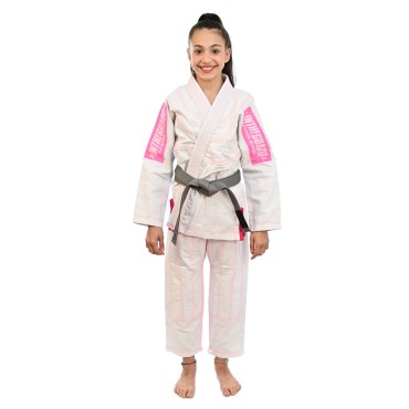 Kimono Jiu Jitsu Infantil, Pink feminino - Branco