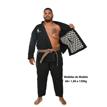 Kimono para Jiu Jitsu Trançado Grosso Calça de Rip Stop. Preto