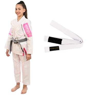 Kimono Jiu Jitsu, Infantil feminino, Faixa BJJ com ponteira - Branco