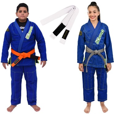 Kimono Jiu Jitsu, Infantil Unissex, Faixa com ponteira - Azul