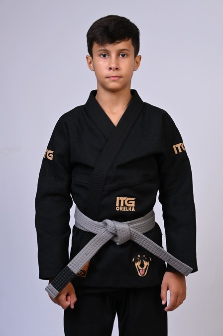 Kimono Infantil In The Guard ORELHA. padrão CBJJ - Preto