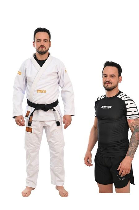 Kimono In The Guard Gold Pró + Rash Guard - Branco