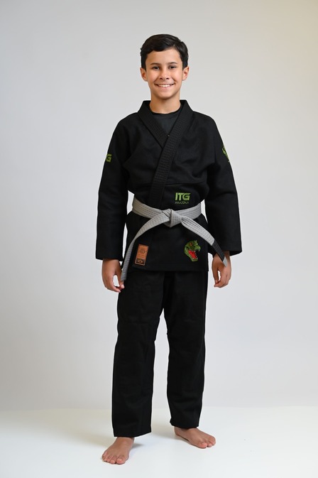 Kimono Infantil In The Guard Jacaré PRETO- padrão CBJJ