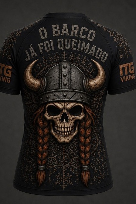 Rash Guard Feminina Manga Curta Viking Preta (Pré-venda)