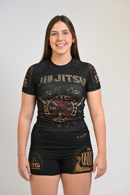 Rash Guard Feminina Manga Curta Viking Preta 