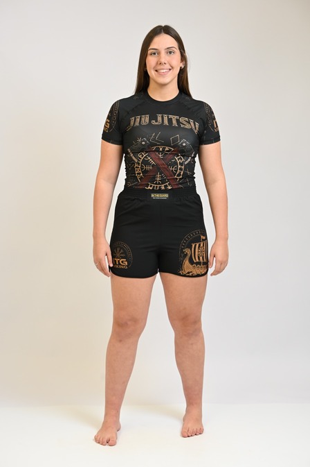 Rash Guard Feminina Manga Curta Viking Preta 