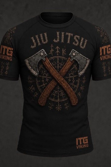 Rash Guard Masculina Manga Curta Viking Preta (Pré-venda)