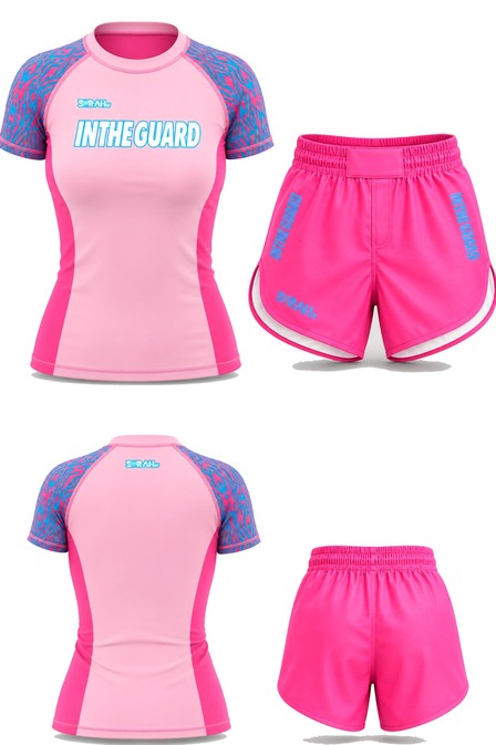 KIT Rash Guard Infantil + Bermuda, Feminina Sarah Rosa (Pré-venda)
